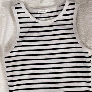 Active USA Black and White Striped Tank Top